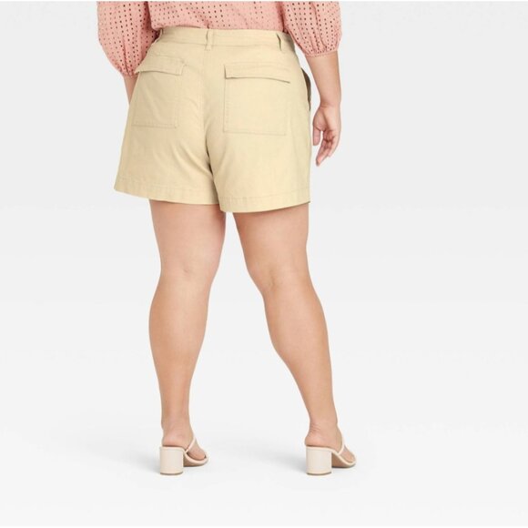 A New Day Women's Utility Shorts Plus Size High-Rise Tan 14W - Picture 2 of 4